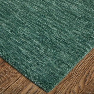 Feizy Luna 8049F Green/White Area Rug Corner Image with Rug Pad