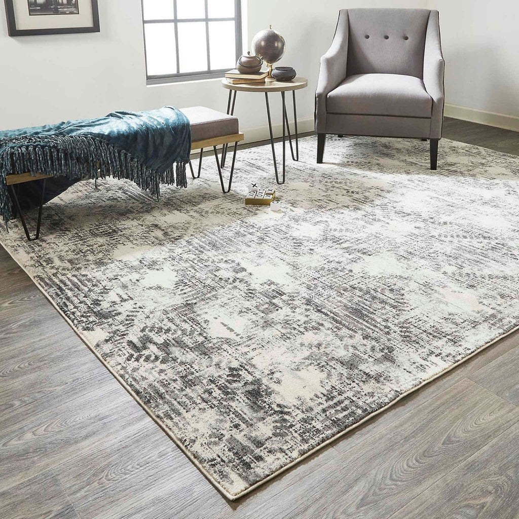 Feizy Sorel 3299F Gray/Beige Area Rug Lifestyle Image Feature