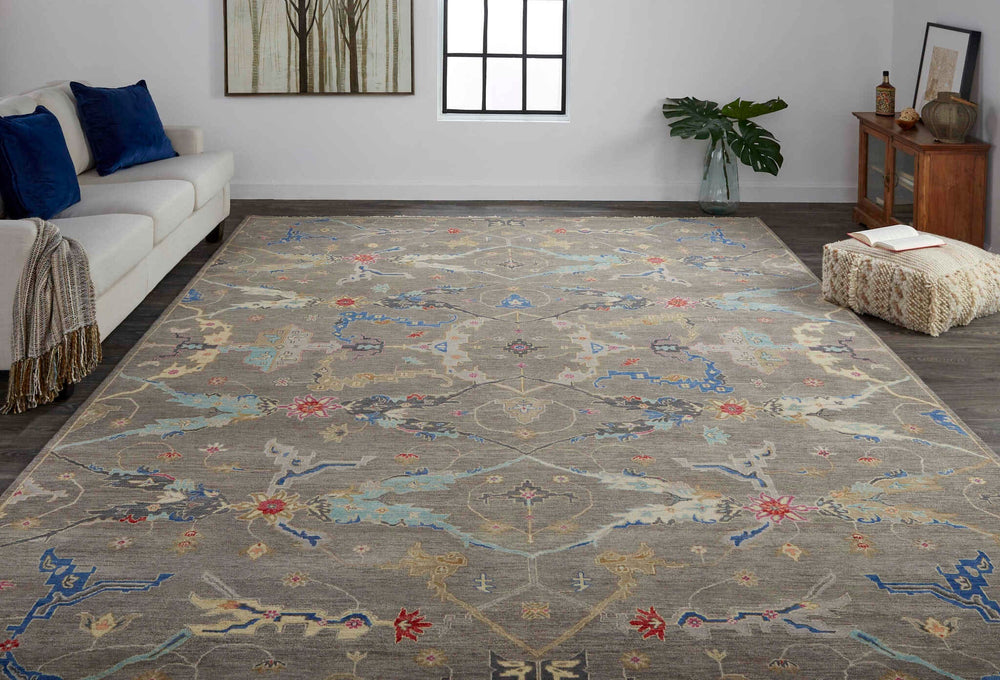 Havila Fine Rugs Bostonian H1561 Dark Gray/Multi Area Rug Lifestyle Image Feature