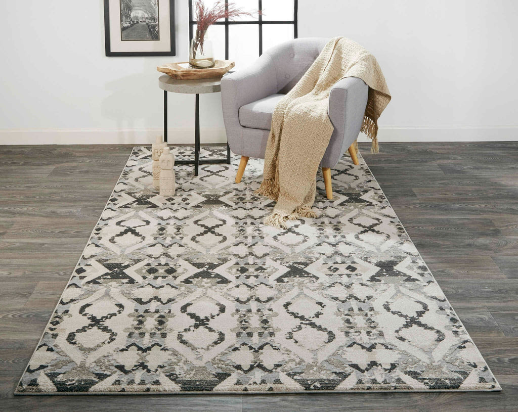 Feizy Prasad 3893F Ivory/Gray Area Rug Lifestyle Image Feature