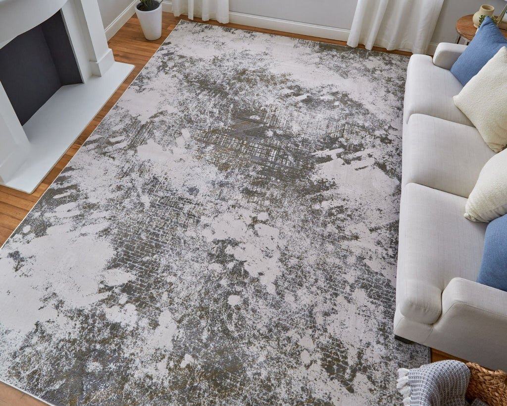 Feizy Waldor 39NDF Gray/Silver/Taupe Area Rug Lifestyle Image Feature