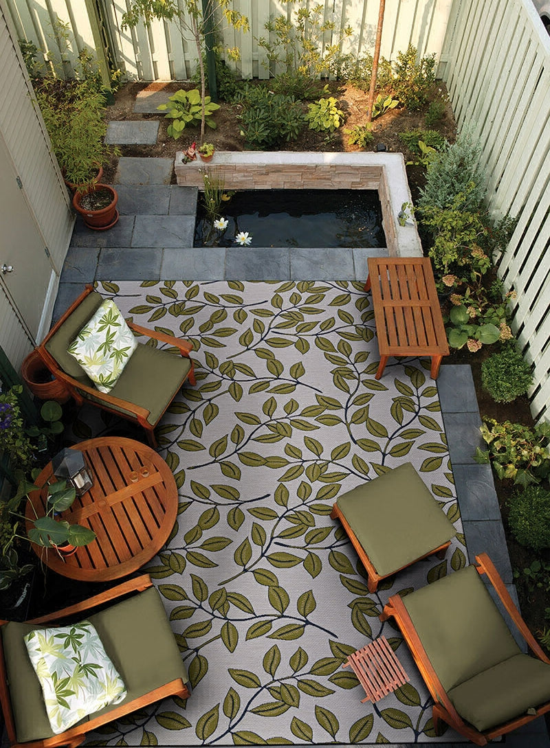 Couristan Dolce Summer Ivy Ivory Olive Area Rug Lifestyle Image Feature