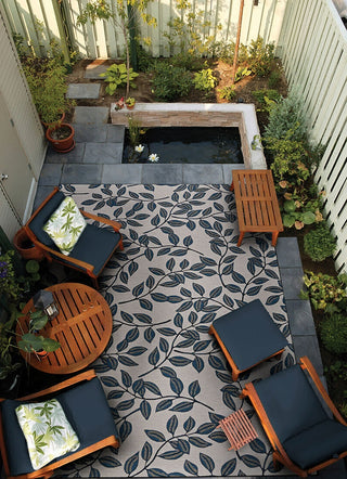 Couristan Dolce Summer Ivy Ivory Slate Blue Area Rug Lifestyle Image Feature