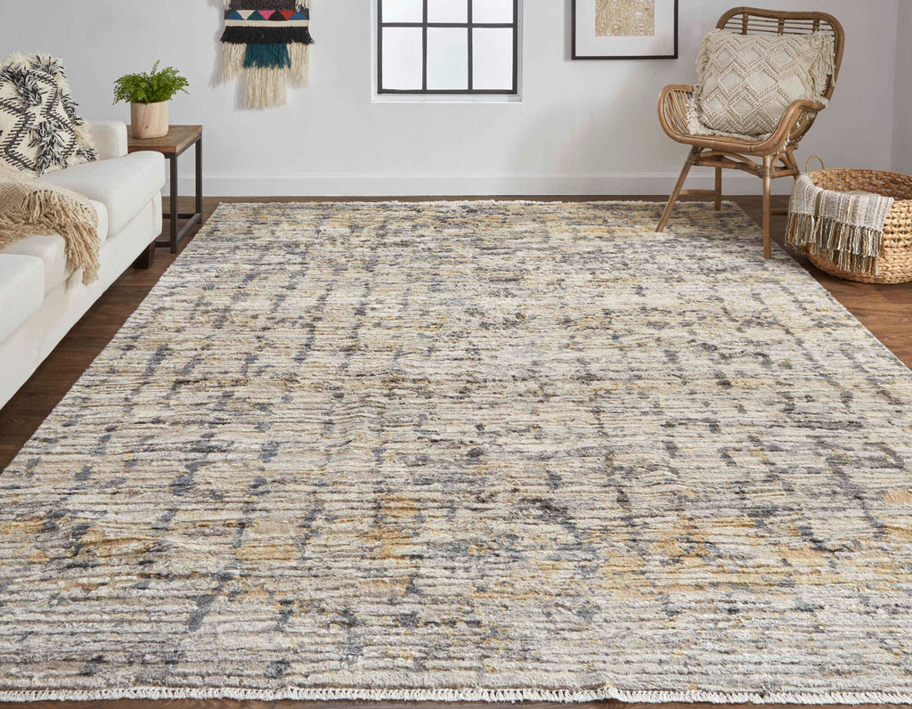Havila Fine Rugs Breck H1814 Gray/Gold Area Rug Lifestyle Image Feature