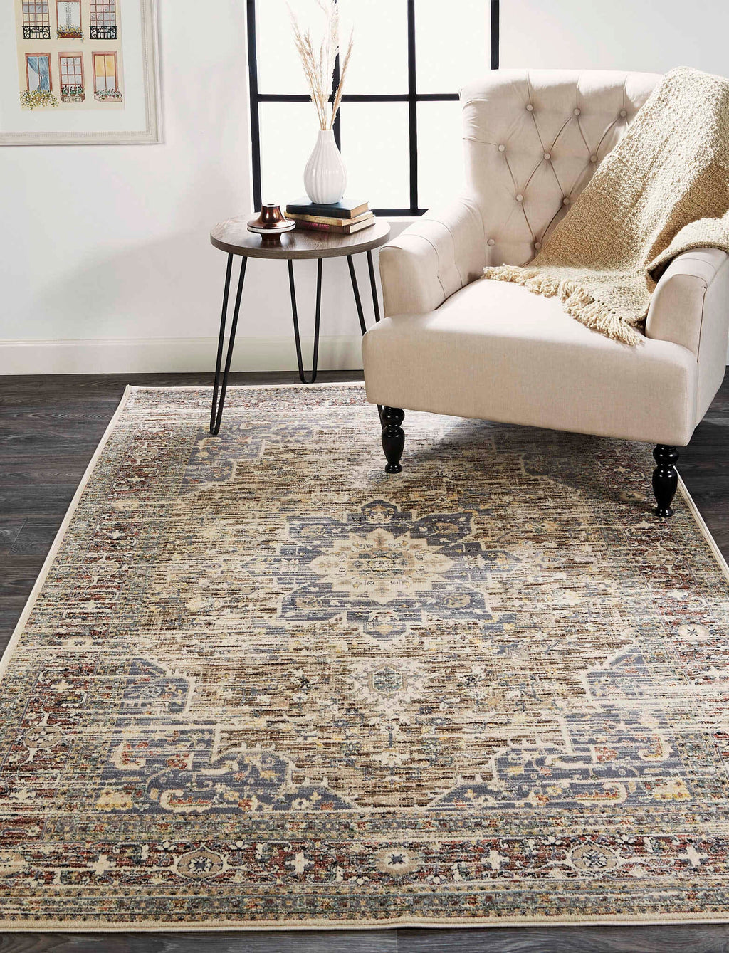 Feizy Grayson 3578F Beige/Multi Area Rug Lifestyle Image Feature