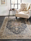 Feizy Grayson 3578F Gray/Charcoal Area Rug Lifestyle Image Feature