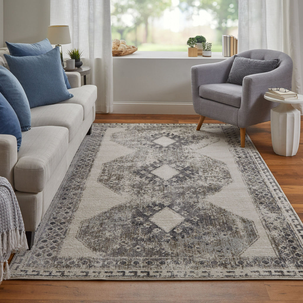 Feizy Kano 39LJF Ivory/Taupe/Gray Area Rug Lifestyle Image Feature