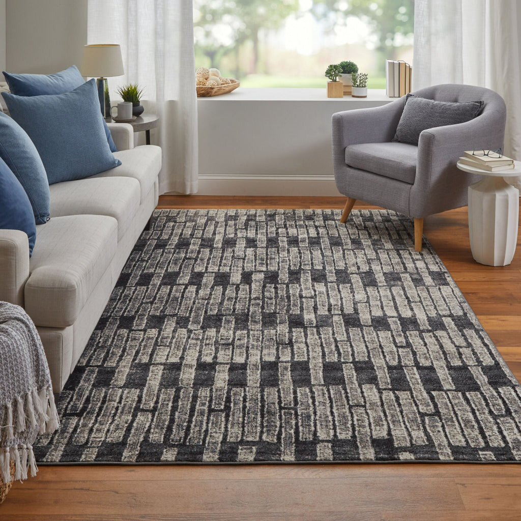 Feizy Kano 39LKF Gray/Black/Ivory Area Rug Lifestyle Image Feature