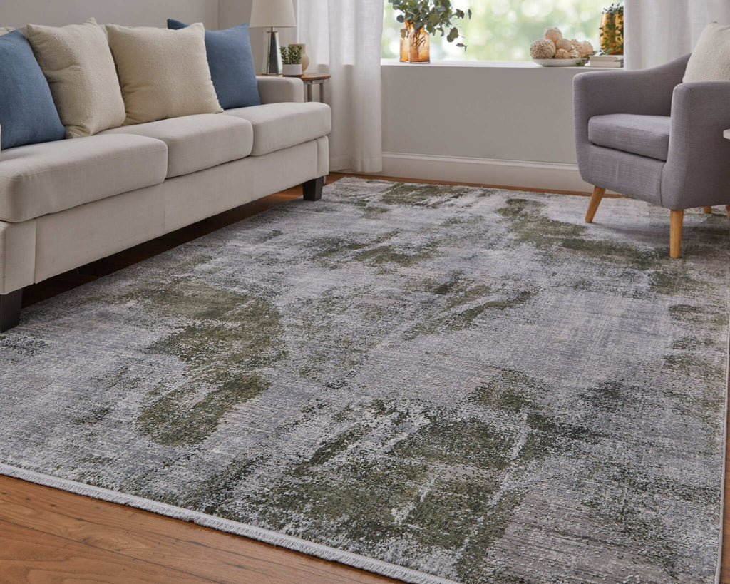 Feizy Cadiz 39N5F Gray/Green/Silver Area Rug Lifestyle Image Feature