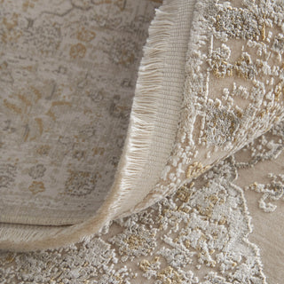 Feizy Cadiz 39T0F Ivory/Gray/Gold Area Rug Close Up