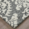 Feizy Belfort 8A26F Gray/Ivory/Black Area Rug Corner Image with Rug Pad