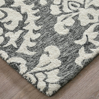 Feizy Belfort 8A26F Gray/Ivory/Black Area Rug Corner Image with Rug Pad
