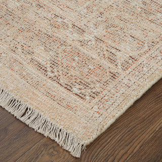 Feizy Caldwell 8977F Orange/Tan/Ivory Area Rug Corner Image with Rug Pad