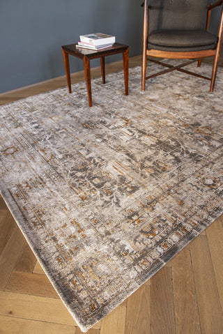 Louis De Poortere Antiquarian Ushak 8884 Suleiman Grey Area Rug Lifestyle Image Feature