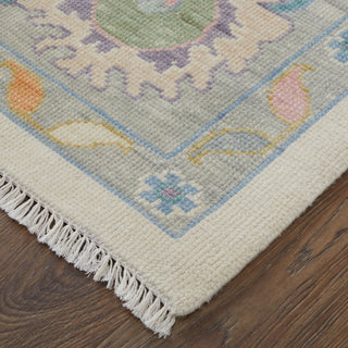 Feizy Karina 69G9F Ivory/Orange/Blue Area Rug Corner Image with Rug Pad