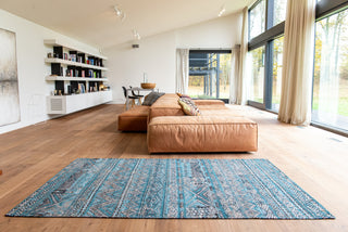 Louis De Poortere Antiquarian Kilim 9110 Zemmuri Blue Area Rug Lifestyle Image Feature