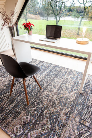 Louis De Poortere Antiquarian Kilim 9113 Black Rabat Area Rug Lifestyle Image Feature