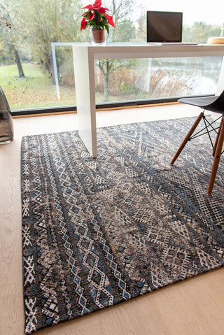 Louis De Poortere Antiquarian Kilim 9113 Black Rabat Area Rug Lifestyle Image Feature