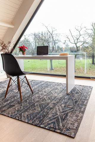 Louis De Poortere Antiquarian Kilim 9113 Black Rabat Area Rug Lifestyle Image Feature