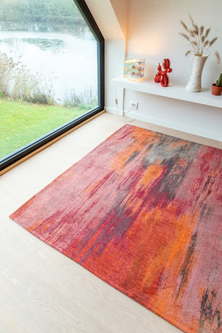 Louis De Poortere Atlantic Monetti 9116 Hibiscus Red Area Rug Lifestyle Image Feature