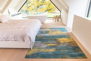 Louis De Poortere Atlantic Monetti 9119 Nymphea Blue Area Rug Lifestyle Image Feature