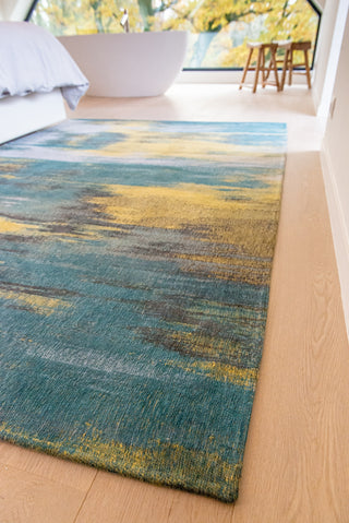 Louis De Poortere Atlantic Monetti 9119 Nymphea Blue Area Rug Lifestyle Image Feature
