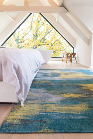 Louis De Poortere Atlantic Monetti 9119 Nymphea Blue Area Rug Lifestyle Image Feature