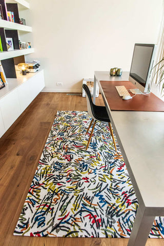 Louis De Poortere Gallery Graffito 9144 Street Graph Area Rug Lifestyle Image Feature
