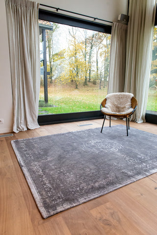 Louis De Poortere Fading World Medallion 9148 Stone Area Rug Lifestyle Image Feature