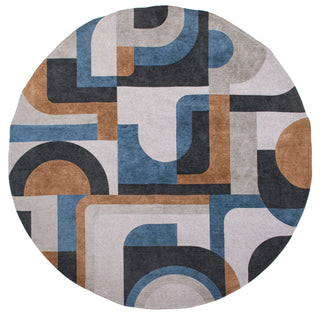 Louis De Poortere Nuance Module 9196 Camel Blue Area Rug Round Main Image