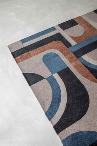 Louis De Poortere Nuance Module 9196 Camel Blue Area Rug Lifestyle Image Feature