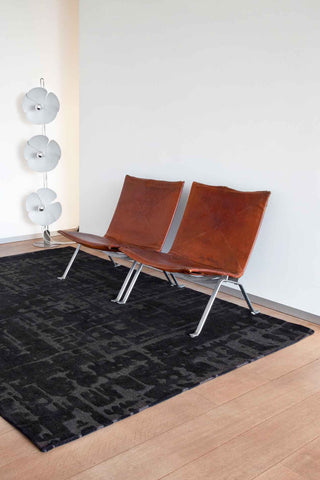 Louis De Poortere Structures Baobab 9200 Black Water Area Rug Lifestyle Image Feature