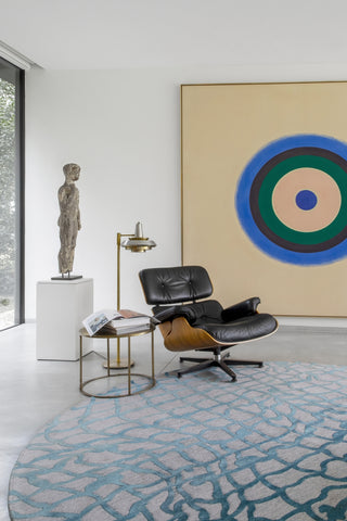 Louis De Poortere Mad Men Dedalo 9203 Blue Marine Area Rug Lifestyle Image Feature