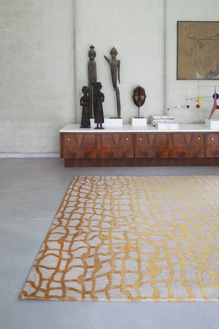Louis De Poortere Mad Men Dedalo 9205 Yellow Scarab Area Rug Lifestyle Image Feature