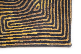 Louis De Poortere Meditation Coral 9227 Black Gold Area Rug Corner Image