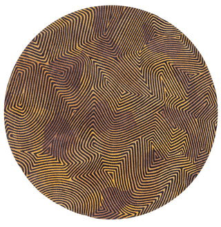 Louis De Poortere Meditation Coral 9227 Black Gold Area Rug Round Main Image
