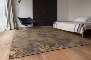 Louis De Poortere Meditation Coral 9227 Black Gold Area Rug Lifestyle Image Feature