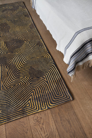 Louis De Poortere Meditation Coral 9227 Black Gold Area Rug Lifestyle Image Feature