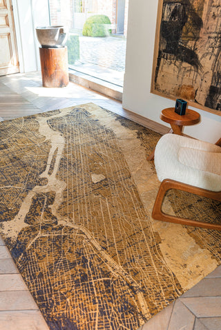 Louis De Poortere Cities New York 9315 Gatsby Gold Area Rug Lifestyle Image Feature