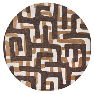 Louis De Poortere Craft Kuba 9335 Bison Area Rug Round Round