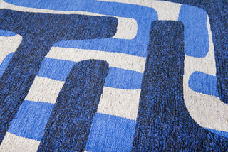 Louis De Poortere Craft Kuba 9336 Ultramarine Area Rug Detail Image