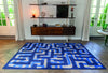 Louis De Poortere Craft Kuba 9336 Ultramarine Area Rug Lifestyle Image Feature