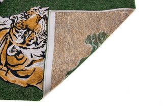 Louis De Poortere Pop Tiger 9388 Green On Fire Area Rug Backing Image