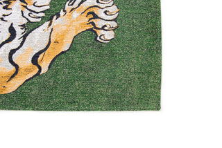 Louis De Poortere Pop Tiger 9388 Green On Fire Area Rug Corner Image
