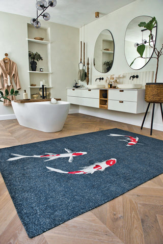 Louis De Poortere Pop Koi 9390 Japanese Pond Area Rug Lifestyle Image Feature