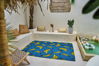 Louis De Poortere Pop Banana 9394 California Blue Area Rug Lifestyle Image Feature