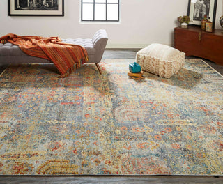 Havila Fine Rugs Sabrina H1588 Blue/Multi Area Rug Lifestyle Image Feature