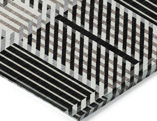 Piper Looms Chantille Plaid ACN1000 Black Machine Washable Area Rug Corner Image