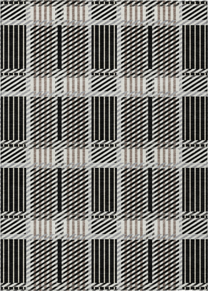 Piper Looms Chantille Plaid ACN1000 Black Machine Washable Area Rug main image