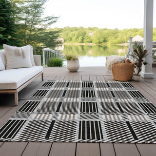 Piper Looms Chantille Plaid ACN1000 Black Machine Washable Area Rug Outdoor Lifestyle Image Feature